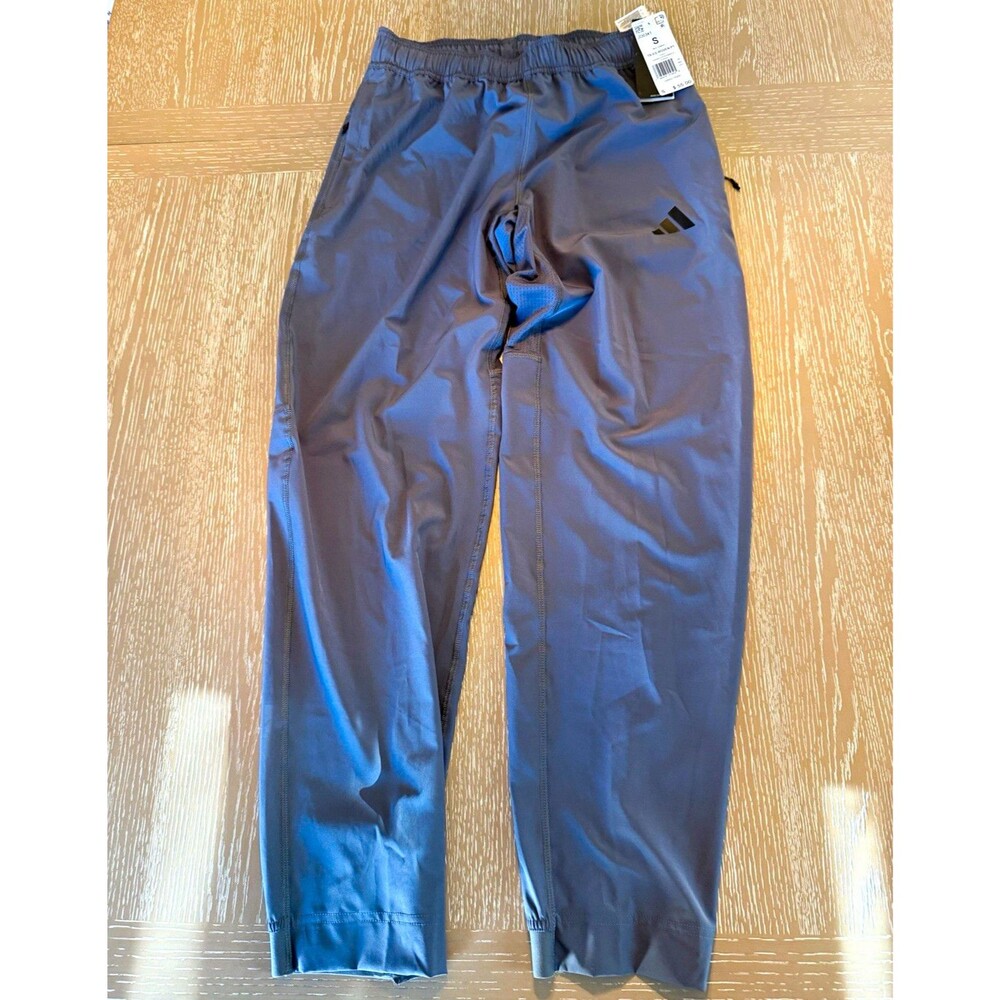 adidas Men's S Gray Track Pants Regular Fit Drawstring Pockets Tapered RTL $55